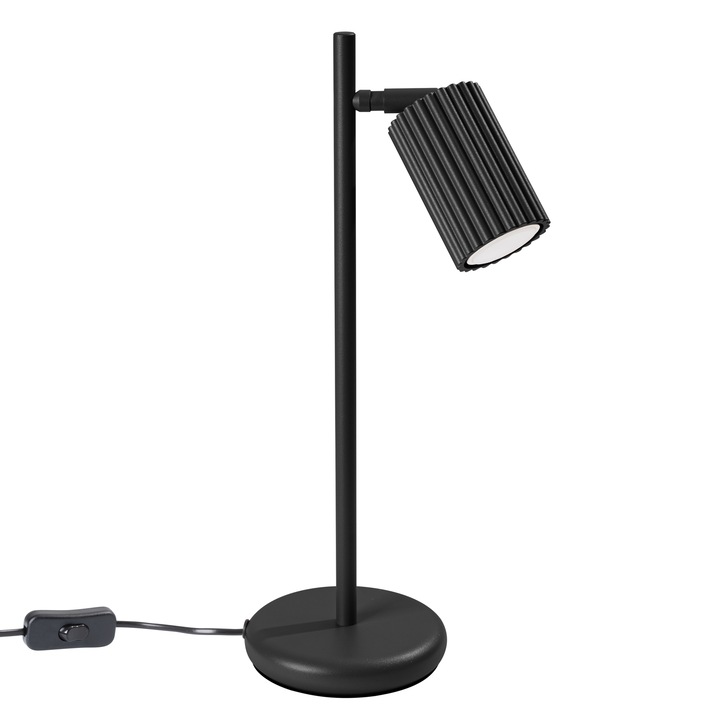 Lampa de birou Karbon negru din aluminiu, 1 bec tub minimalist de interior