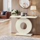 Masa console, Tribesigns, alb, 100x30x79cm, baza rotunda