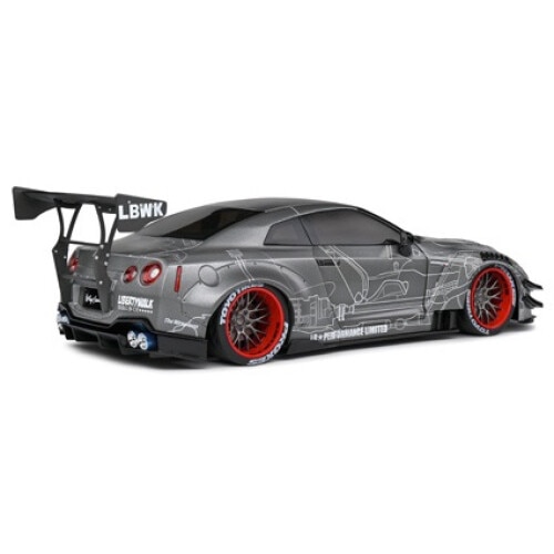 Macheta Nissan GT-R R35 cu Kit LBWK gri - 1/18 Solido - eMAG.ro