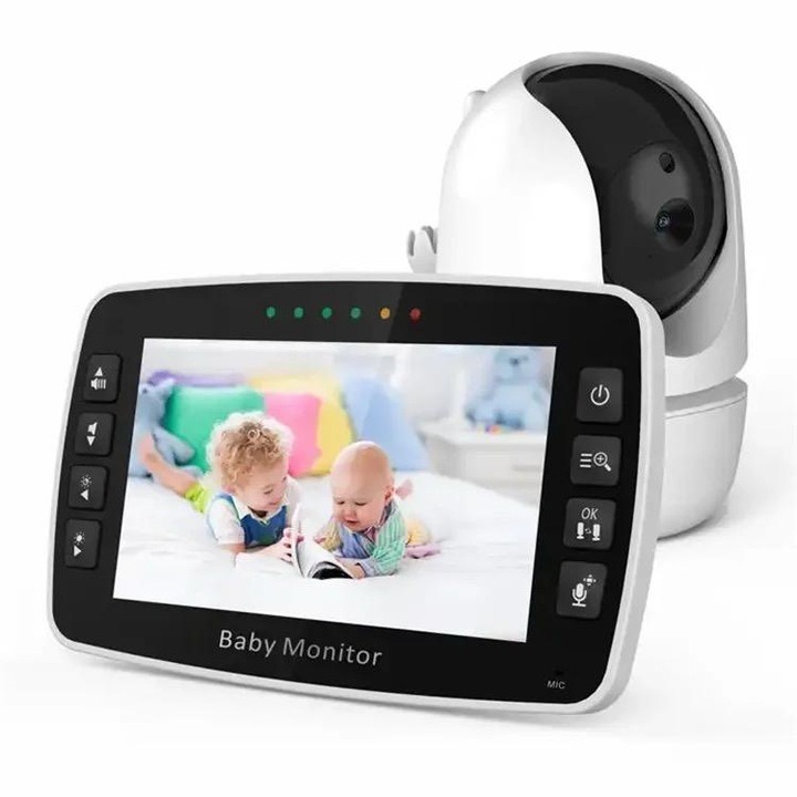 Baby Monitor Pro 4.3 Screen 2.4GHz LCD безжична камера с дистанционна връзка и въртене на 355 хоризонтално и 120 вертикално, нощно виждане, песни, откриване на температура, двупосочна комуникация