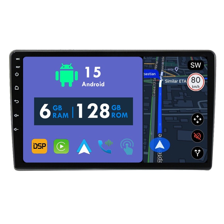 Navigatie GPS CarPlay Radio pentru Opel Astra H J Vectra Zafira Vauxhall Antara Corsa Vivaro Android Auto Stereo Bluetooth Ecran Tactil 6GB RAM, 128GB ROM