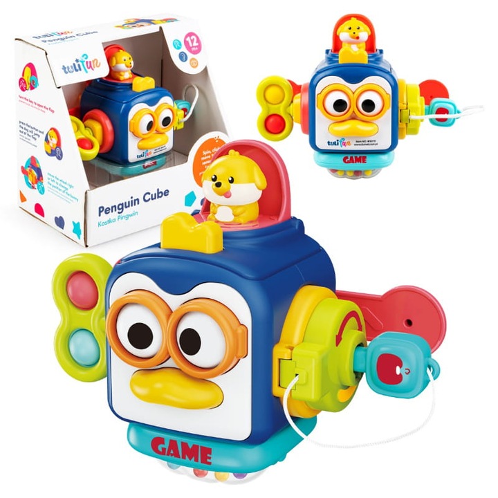 Érzékszervi játék, Dumel, Pingvin kocka, Kézfejlődés, Serkenti a képzeletet, Megtanulja az ok-okozati összefüggéseket