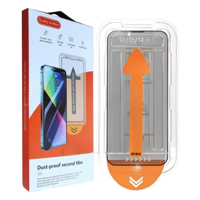 Folie Sticla Compatibila cu iPhone 16 PRO cu Margini Negre, 6.3", N2L Store®, Kit de Aplicare Instanta si Functie Automata de Indepartare a Prafului, Sticla Securizata 9H+, Anti Amprenta, Privacy