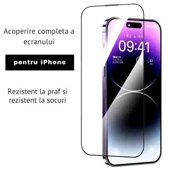 Folie Sticla Compatibila cu iPhone 16 PRO cu Margini Negre, 6.3", N2L Store®, Kit de Aplicare Instanta si Functie Automata de Indepartare a Prafului, Sticla Securizata 9H+, Anti Amprenta, Privacy