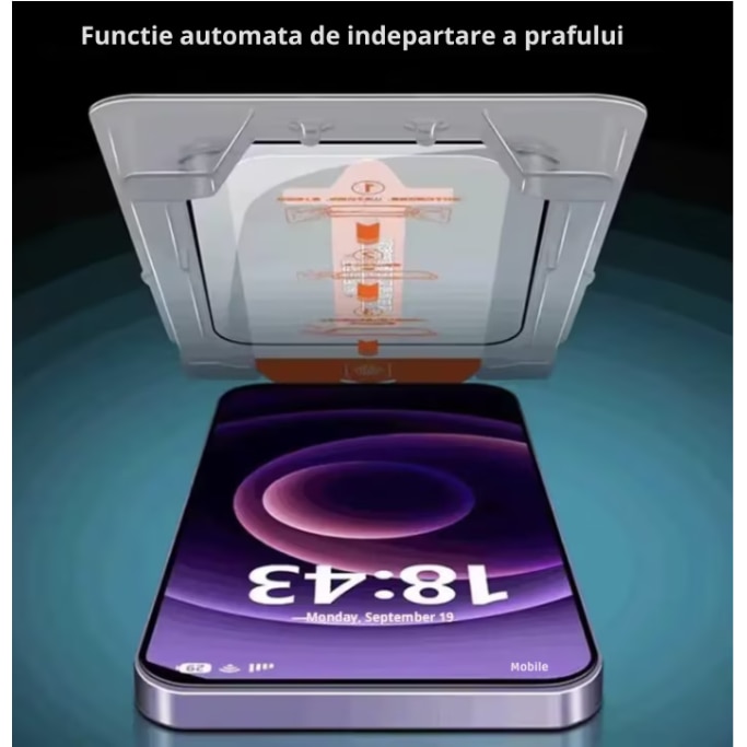 Folie Sticla Compatibila cu iPhone 16 PRO cu Margini Negre, 6.3", N2L Store®, Kit de Aplicare Instanta si Functie Automata de Indepartare a Prafului, Sticla Securizata 9H+, Anti Amprenta, Privacy