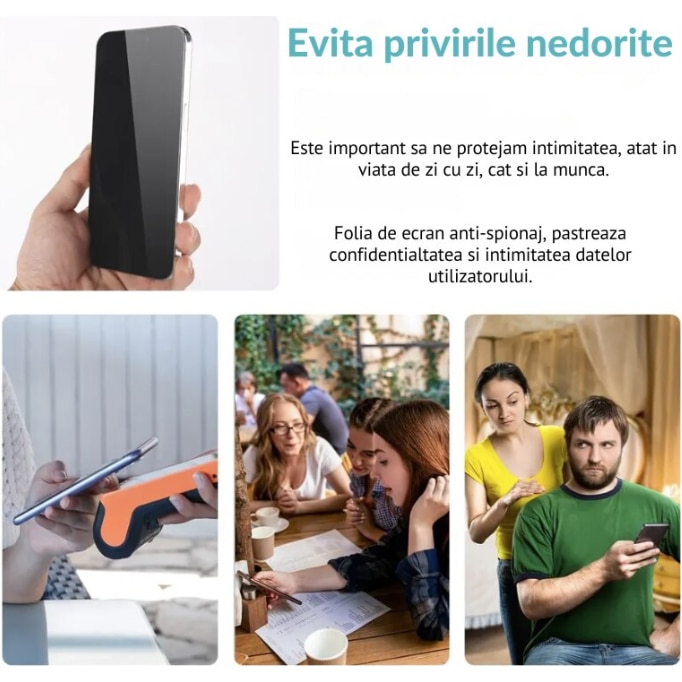 Folie Sticla Compatibila cu iPhone 16 PRO cu Margini Negre, 6.3", N2L Store®, Kit de Aplicare Instanta si Functie Automata de Indepartare a Prafului, Sticla Securizata 9H+, Anti Amprenta, Privacy