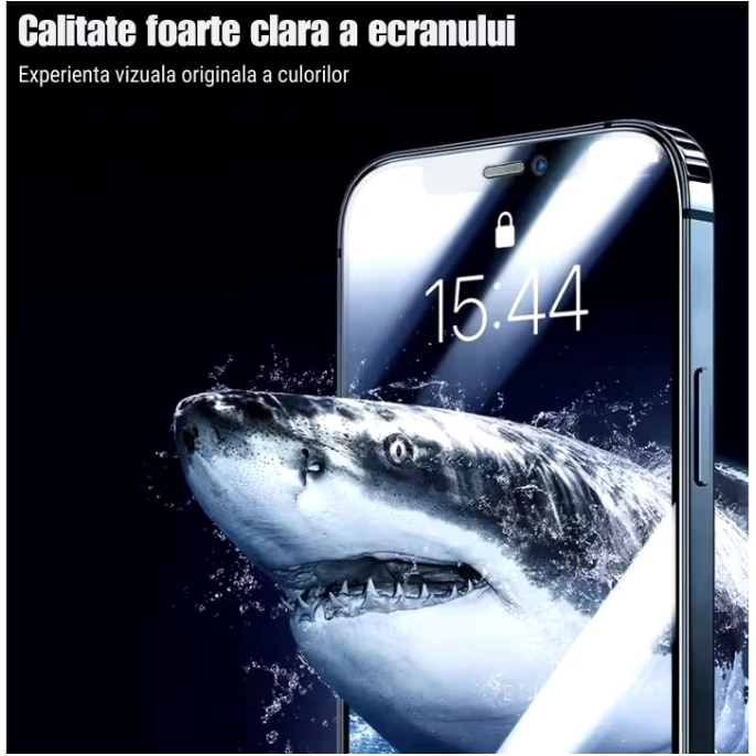 Folie Sticla Compatibila cu iPhone 16 PRO cu Margini Negre, 6.3", N2L Store®, Kit de Aplicare Instanta si Functie Automata de Indepartare a Prafului, Sticla Securizata 9H+, Anti Amprenta, Privacy