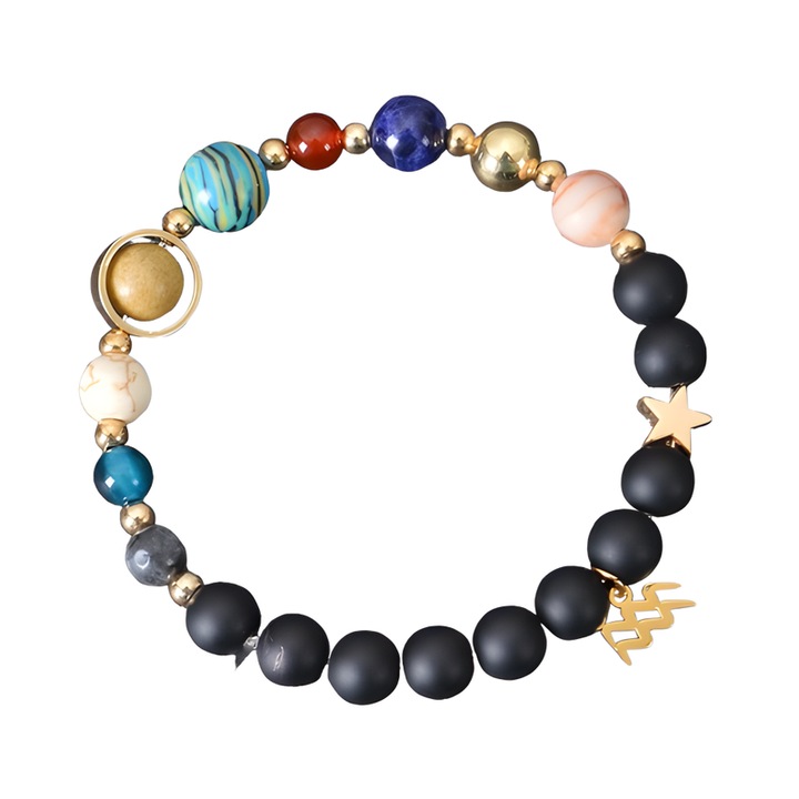 Bratari cu Farmece Zodiacale pentru Femei 12 Constatii Bratara cu Margele de Cristal Vindecator Cadouri de Ziua de Nastere Zodiacale Bratara Spirituala (Varsator)