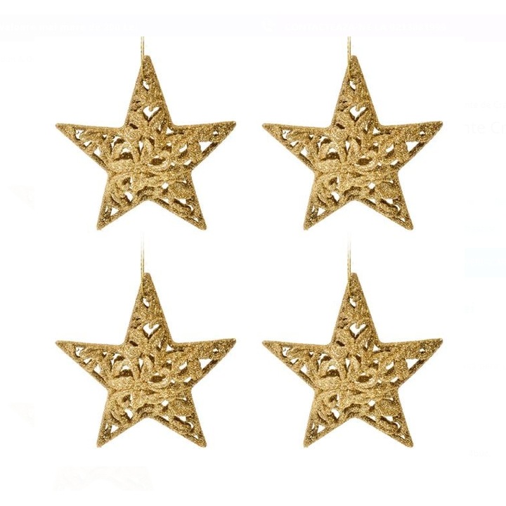 BIMROM karácsonyi díszkészlet, Golden Stars, 10cm, 4db