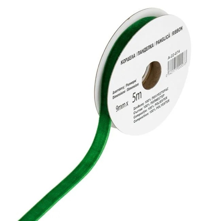 Nyland® karácsonyi zöld bársony díszítő szalag 5mx9mm