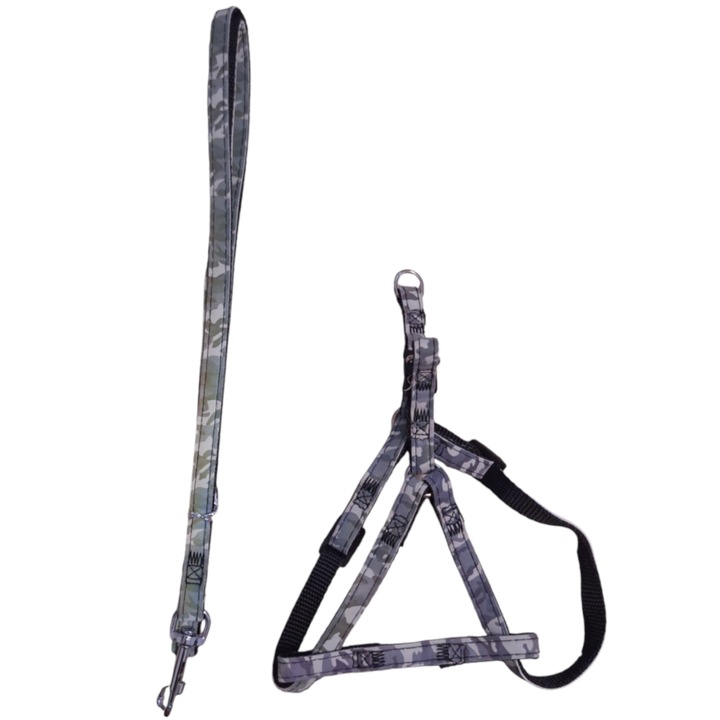 Ham Cu Lesa Reflectorizante, Vision XXI, Gri Cu Model Camuflaj, Ajustabil Pe Corp 15-30cm, lesa fixa 120cm