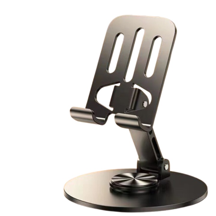 Telefontartó, fém, állítható, csúszásmentes talppal, asztalhoz, fekete