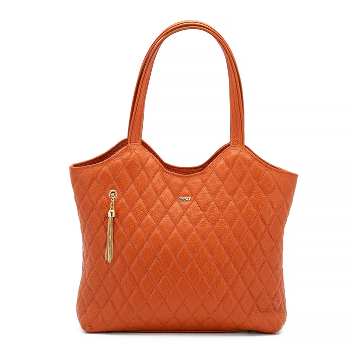 Noi taska, Zea, alkalmi termeszetes bor, steppelt, 32x28x12, Narancssárga, 32 x 28 x 12