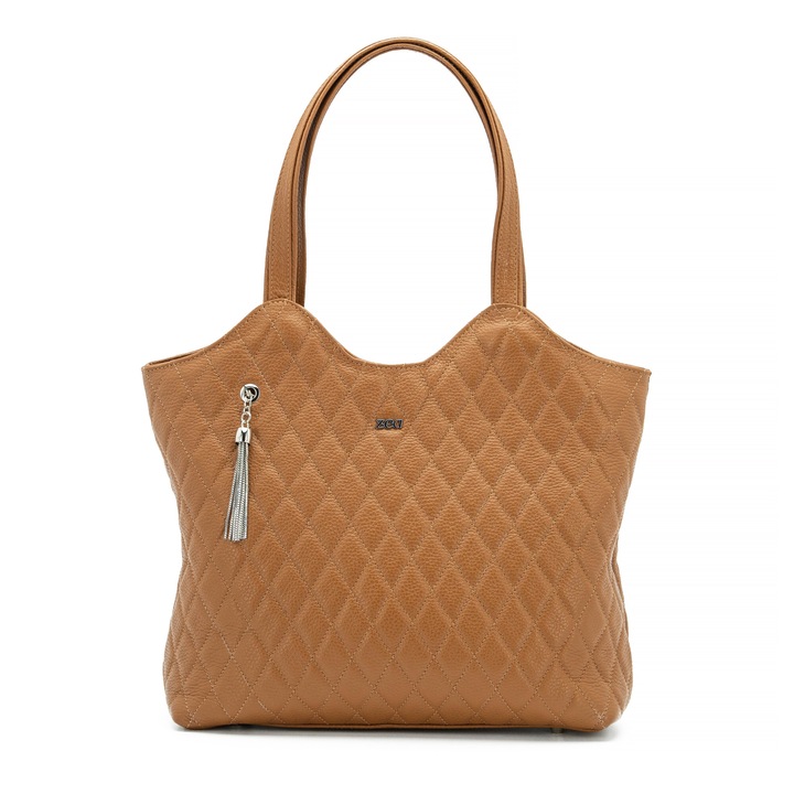 Geanta Dama, Zea, Casual Piele Naturala, Matlasat, 32x28x12qdzxg, Maro, 32x28x12 cm