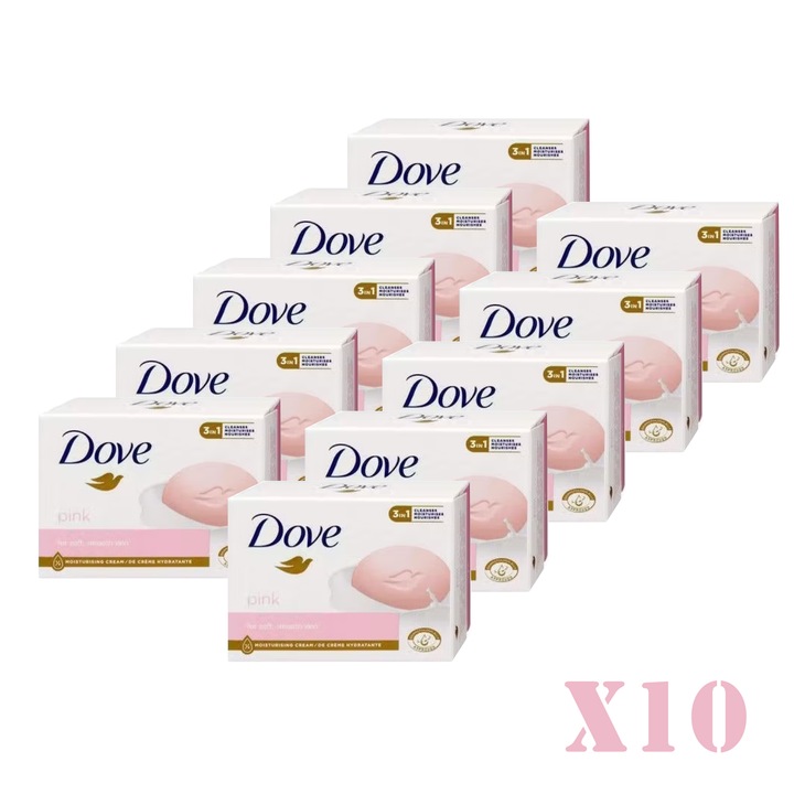 Комплект розов крем сапун Dove, Роза 10 части x 90 гр