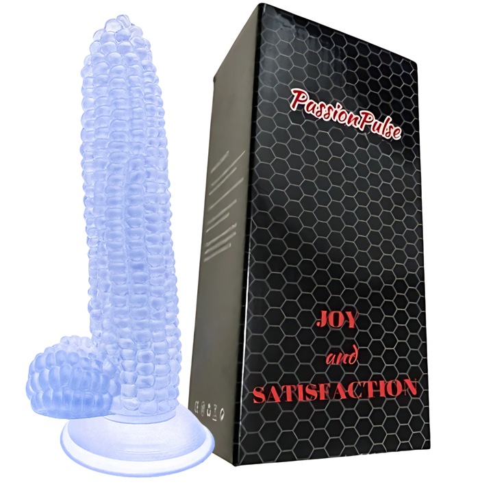 Реалистичен дилдо PassionPulse, Sweet Love Corn, TPE, Син, 20 x 4 см