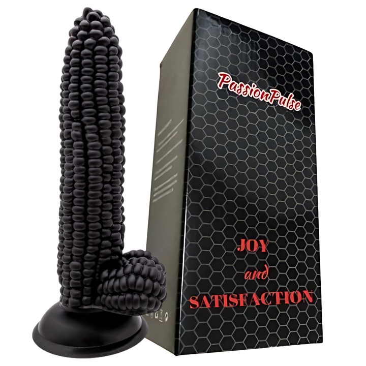 Реалистичен дилдо PassionPulse, Sweet Love Corn, TPE, Черен, 20 x 4 см