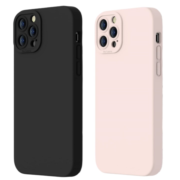 Set 2 Husa pentru iPhone 16 pro max, Soft Silicone Premium, Microfibra in Interior, de Protectie, Ultra Slim, pentru Incarcare Wireless, Margini Ridicate pentru Protectia Ecranului si a Camerelor, Vanaxalife®, Alb/ Negru