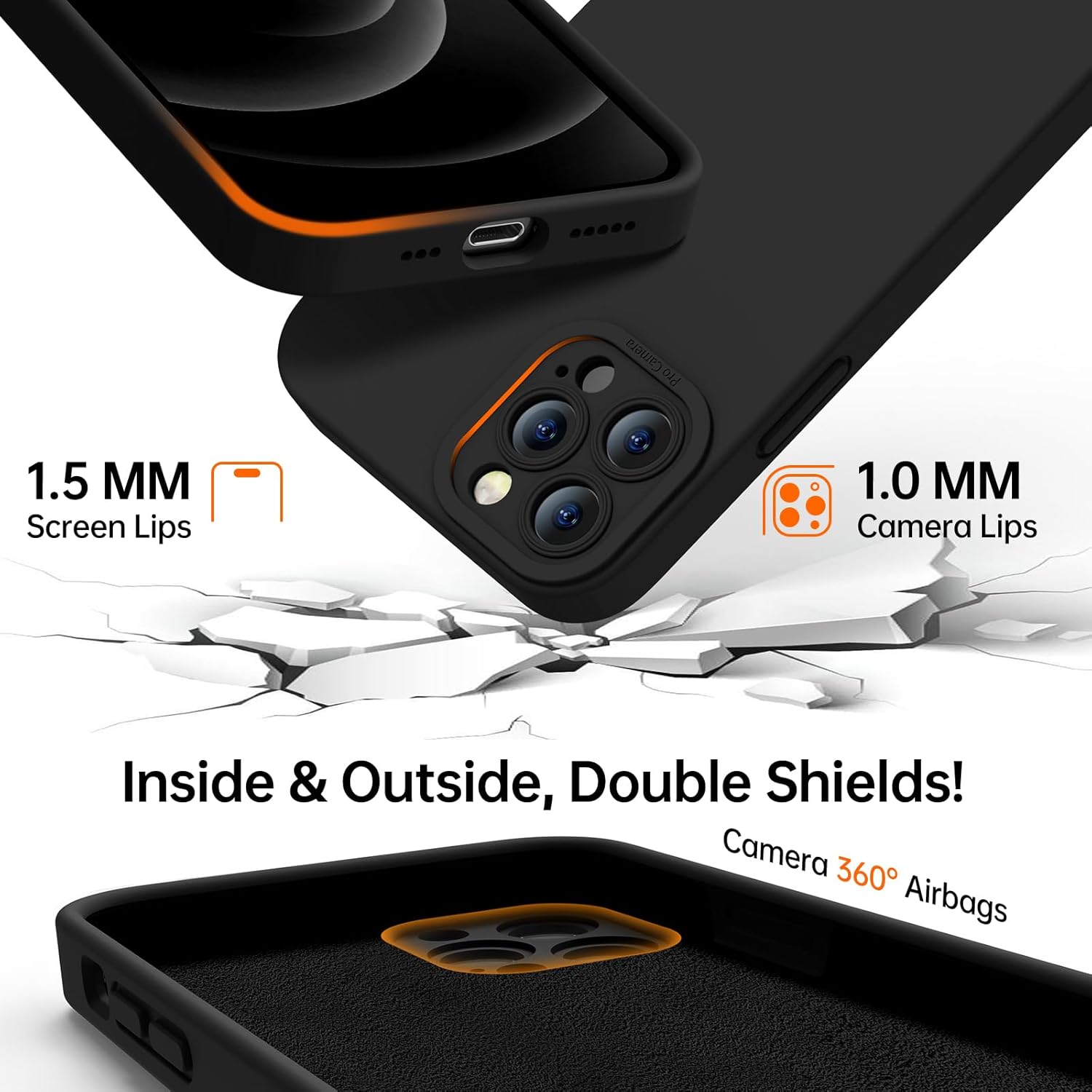 Set 2 Husa pentru iPhone 15 pro max, Soft Silicone Premium, Microfibra in Interior, de Protectie, Ultra Slim, pentru Incarcare Wireless, Margini Ridicate pentru Protectia Ecranului si a Camerelor, Vanaxalife®, Alb/ Negru