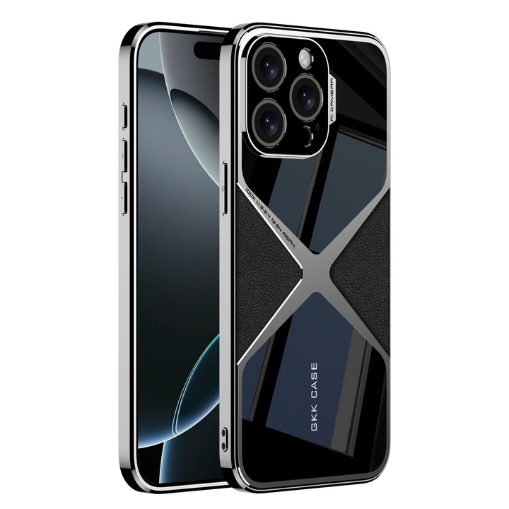 Huzat Apple iPhone 16 Pro Max telefonhoz, X Agora ökológiai bőr, fekete