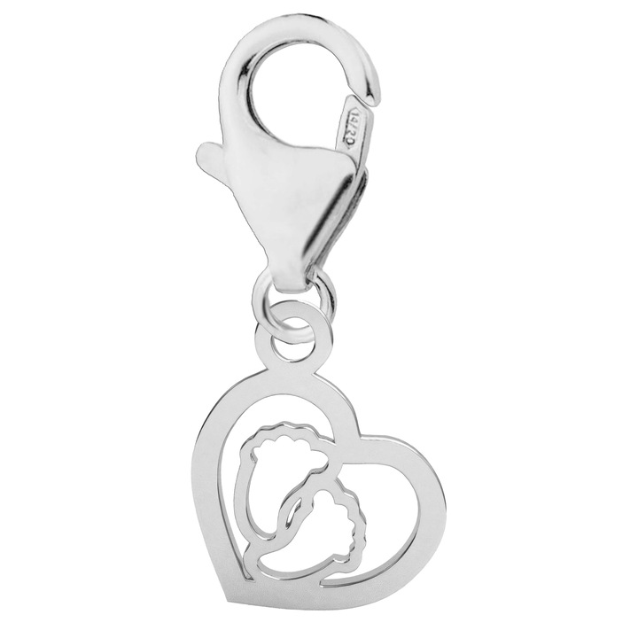 Talisman, Larezo, Karabineres Medál, 925 ezüst, Szív lábakkal, Ezüst, Nőknek, Súly 0, 5 g, Prémium ajándék ékszerdoboz, Ezüst