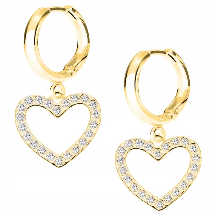 Fülbevaló, Larezo, Szív, 925 ezüst, 24 karátos aranyozás, antiallergén, kampó magassága 17 mm, Talisman magassága 14 mm, ajándékcsomagolás prémium dobozzal, ezüst