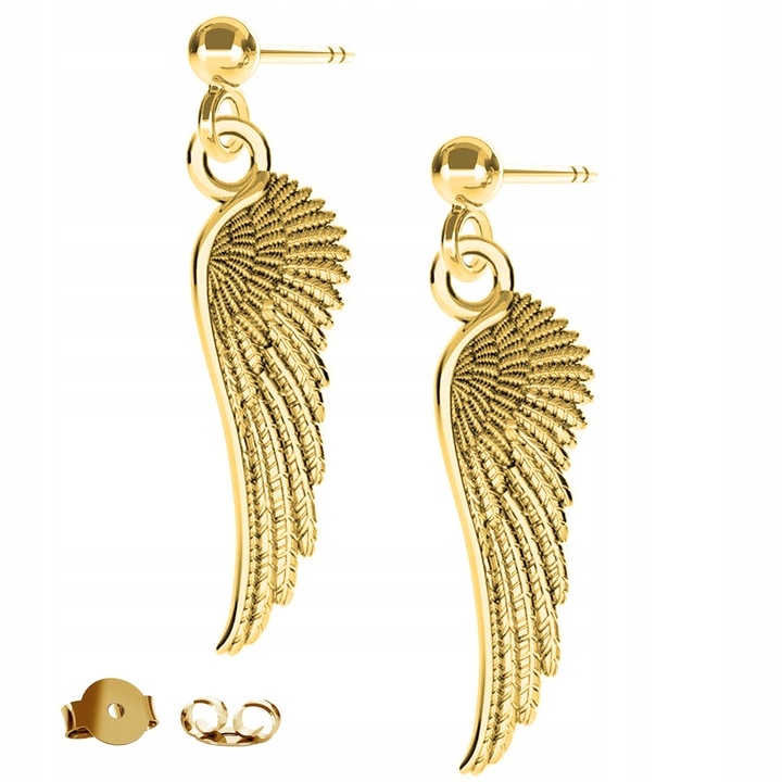 Fülbevaló, Larezo, Arany szárnyak, 925 ezüst, cirkónia, 38 mm, 2.7 g, angol záras fülbevaló, antiallergén, prémium ajándékdoboz, ezüst