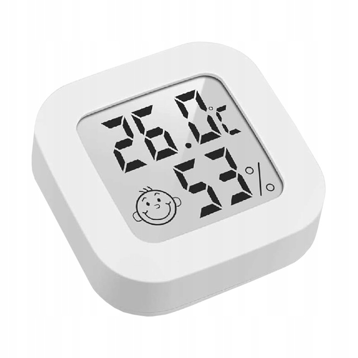 Termo-higrometru electronic de camera, Home Markt24, alb, 45x45 mm, cu baterie inclusa