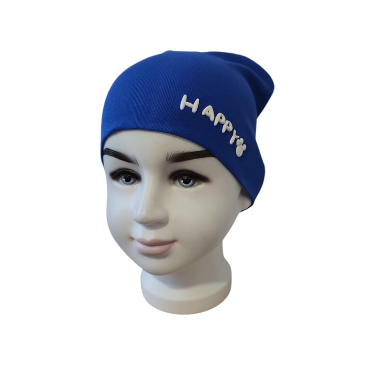 Caciula Pentru Copii, Colen, Toamna, Model Happy, Bumbac, Albastru royal