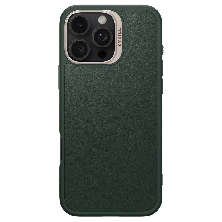 Калъф за телефон Spigen MagSafe, TPU и PU кожа, горскозелен, за Apple iPhone 16 Pro