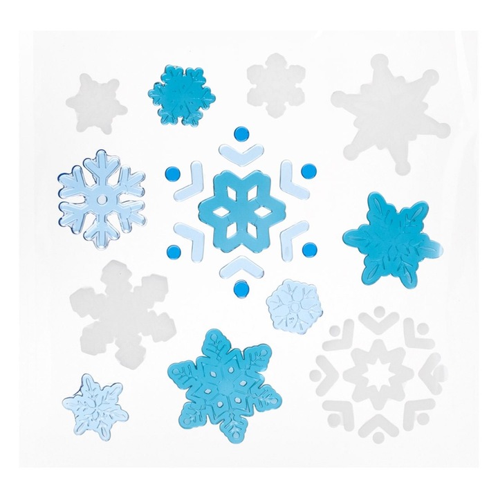 Autocolante Gel Fulgi Albi Bleu Crystal pentru Geam