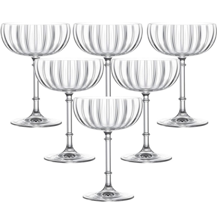 Set 6 pahare cu picior pentru cocktail LUCARIS RIMS ORIENT 205ml SAUCER