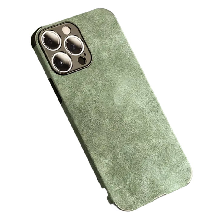 Telefonburkolat, matt, zöld, ökológiai bőrből, iPhone 15-höz