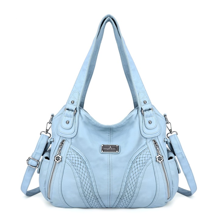 MWAOWM hobo táska PU bőrből, kék, állítható pánttal, több rekesszel, egyedi design