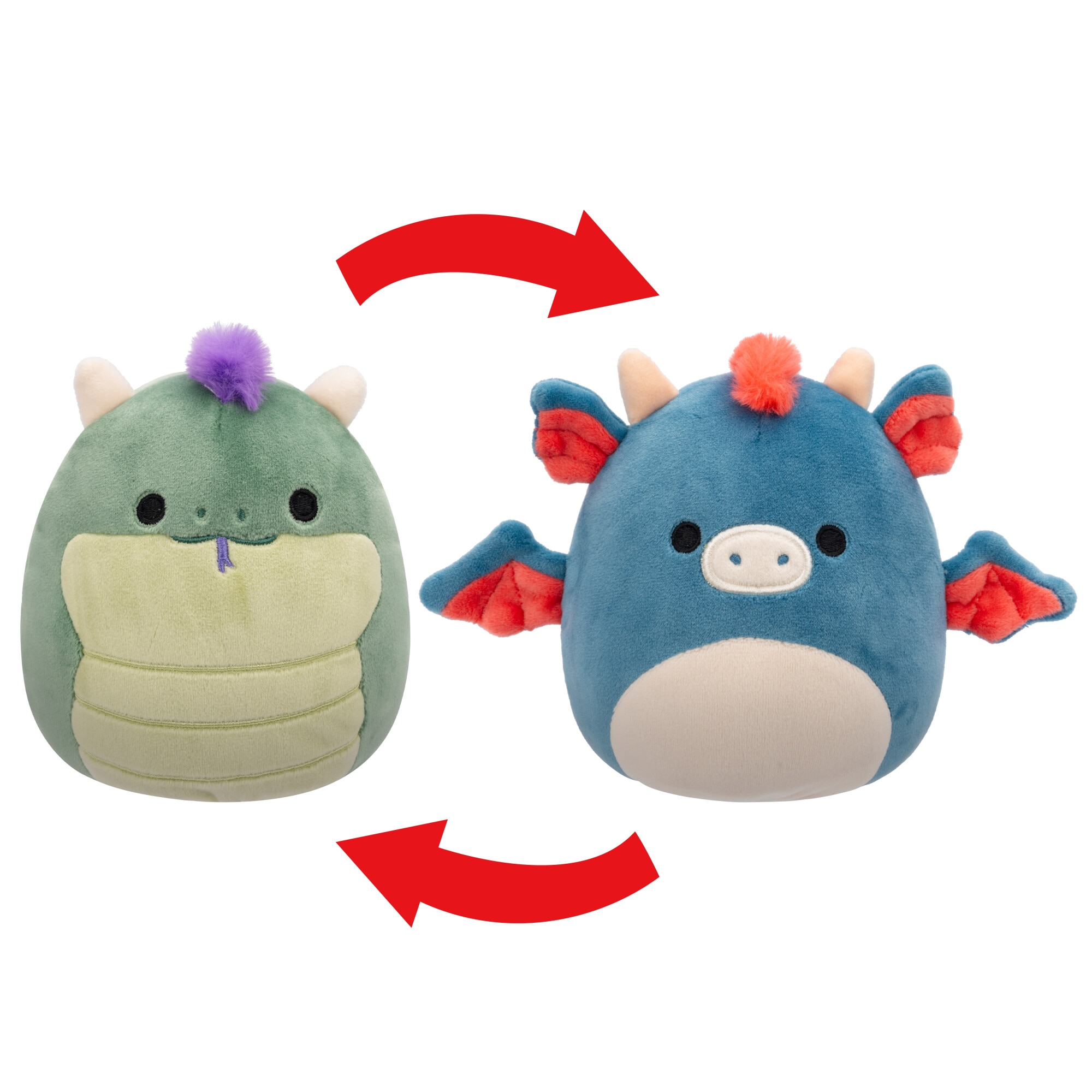 Jucarie de plus reversibila Squishmallows Squad 20 - Mahtus/Carin, 12 cm