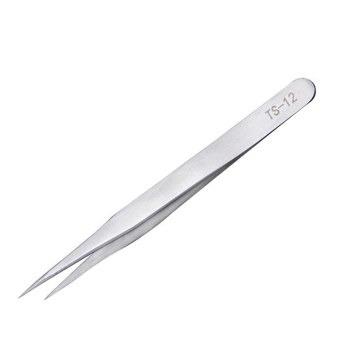 Pensete din otel inoxidabil 1.5mm, SUNRISE C, varf ascutit, Argintiu，pentru aplicarea genelor false si manichiura