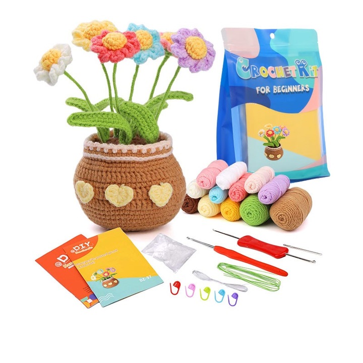 Set kit crosetat pentru incepatori, material de calitate, multicolor, 1 bucata