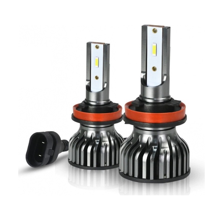 Set 2 becuri auto LED H11 F2 COB, 100W, lumina alb-rece, 12V, 12.000 lumeni, SOCLU H11, INELAG