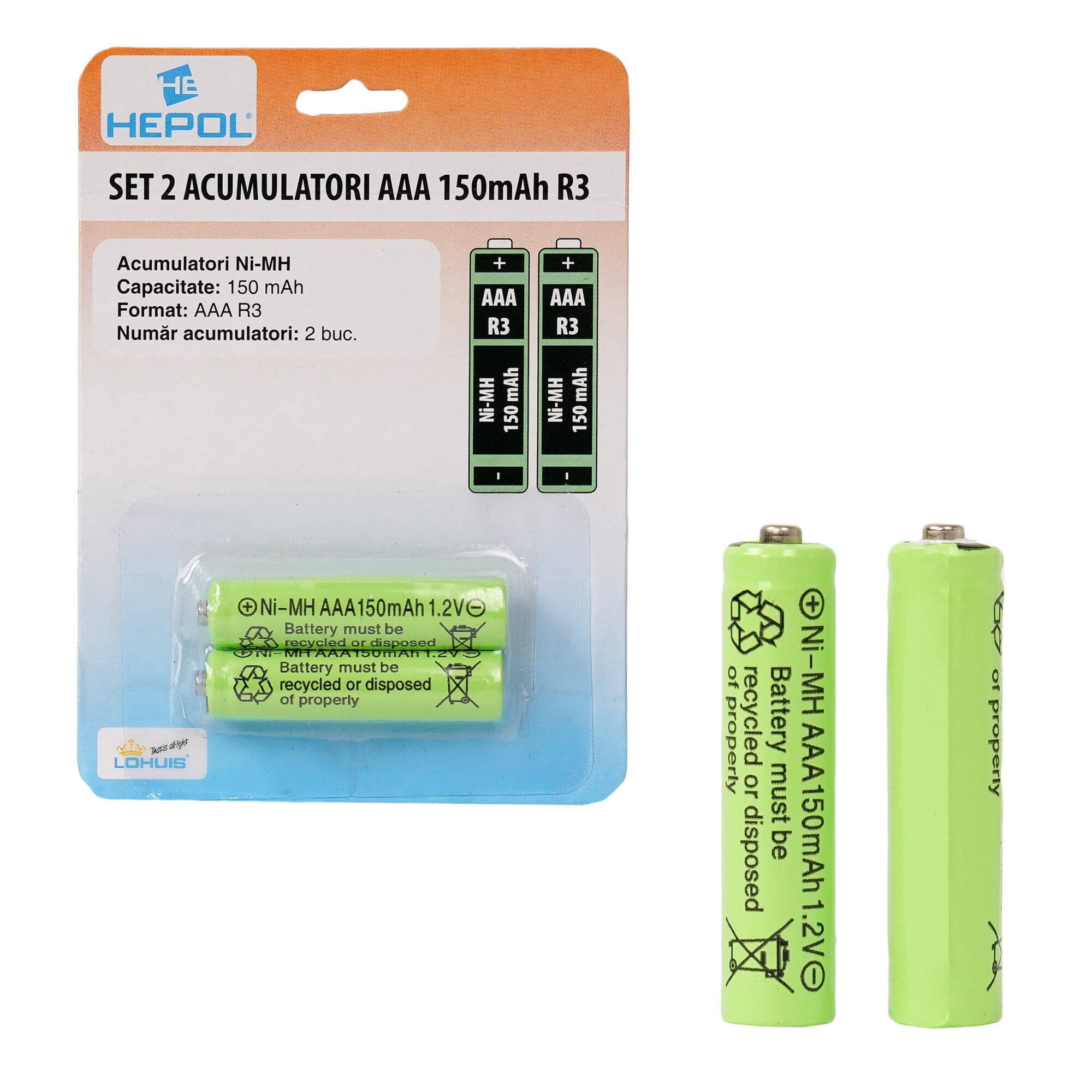 Set 2 acumulatori AAA 150mAh R3 - eMAG.ro