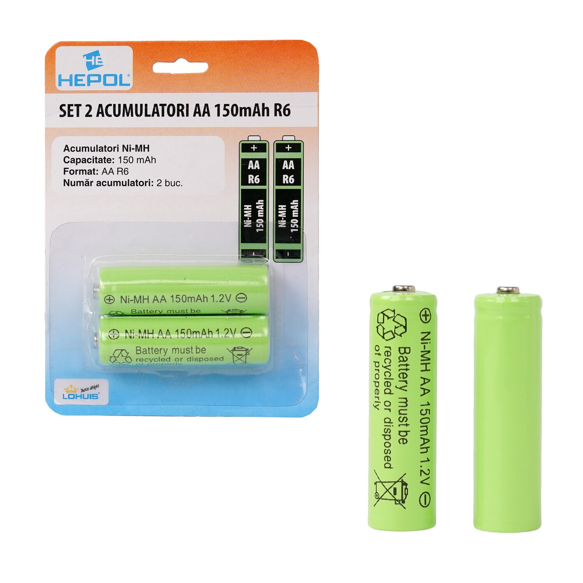 Set 2 acumulatori AA 150mAh R6 - eMAG.ro