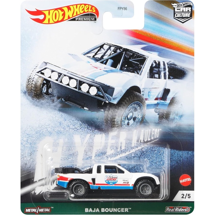Masinuta Hot Wheels Premium, Hyper Trucks Set 2021, Baja Bouncher 2/5, 1:64, Alb