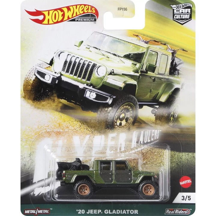 Masinuta Hot Wheels Premium, Hyper Trucks Set 2021, 2020 Jeep Gladiator 3/5, 1:64, Verde