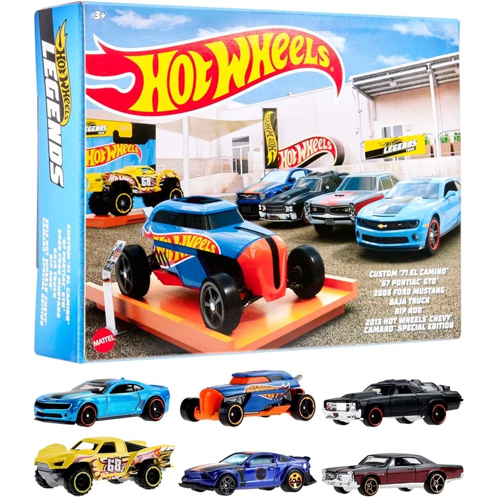 6 db Hot Wheels Legends fémautó készlet, 1:64, Többszínű