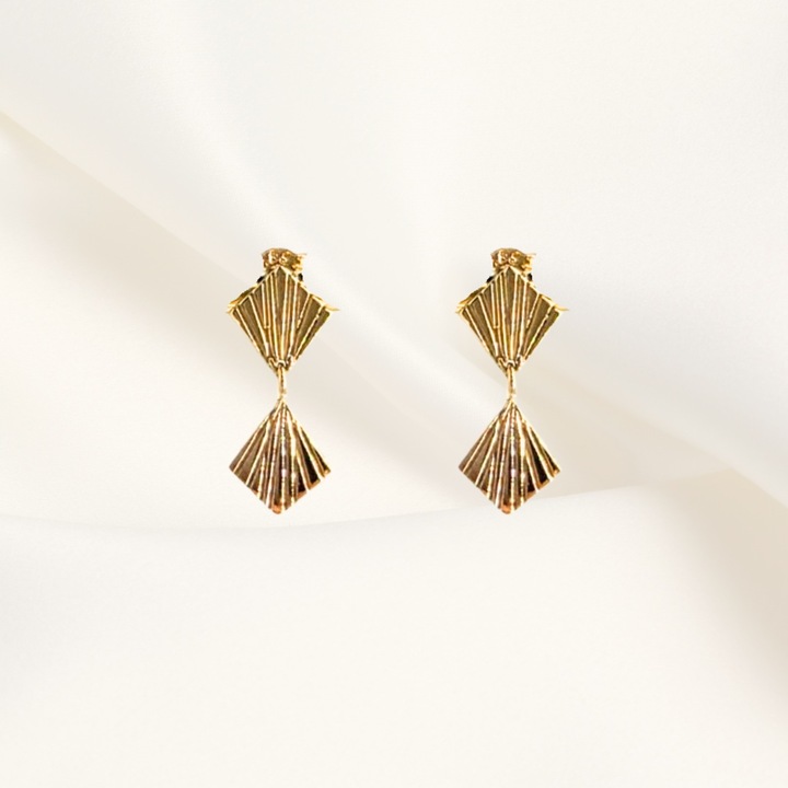 Set 2 Cercei din Aur 14K Satinat, Satin d'Or'', Marime Medie