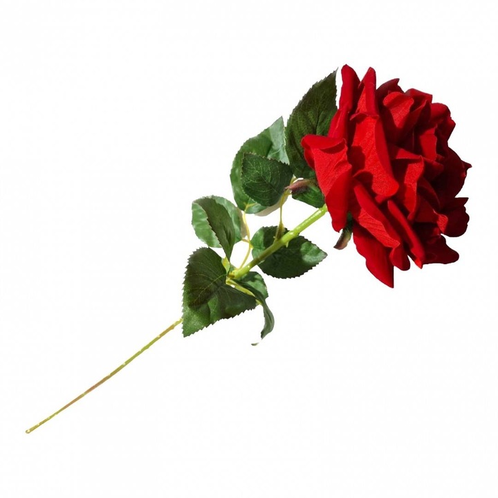 Изкуствени цветя, стрък роза, 75 см, червен