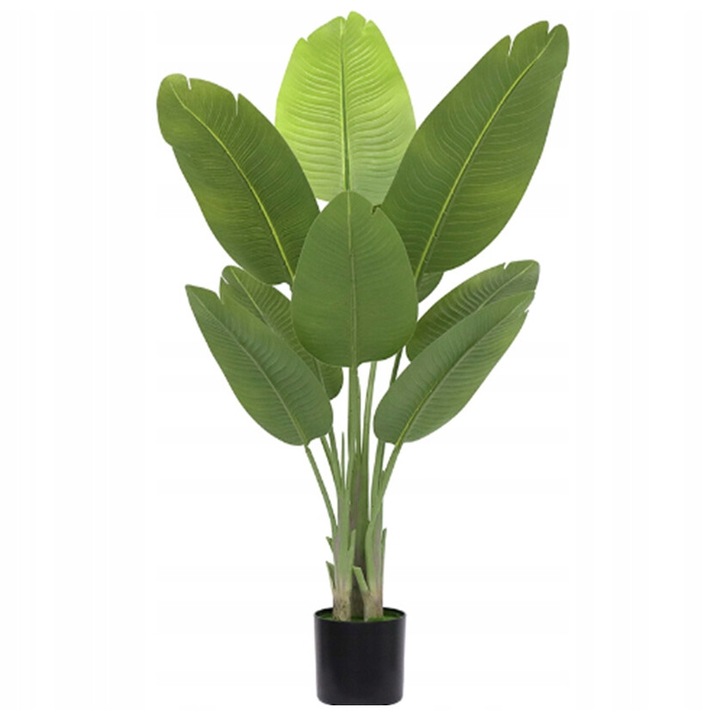 Изкуствено растение палма Strelitzia Rajes, птици в реалистично езерце, 120см