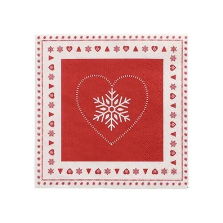 Коледни салфетки, еднократни, червени, Papstar 1/4 25x25см 50бр