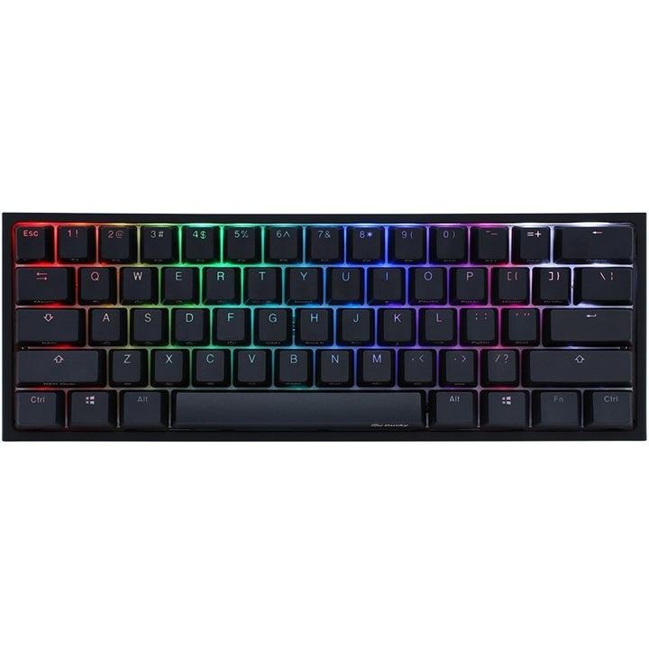 Ducky One 2 Mini mechanikus játékbillentyűzet, Cherry MX Brown, RGB LED, fekete, 302x108x40mm