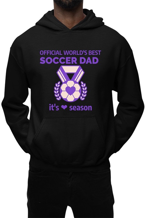 Мъжки суичър с щампа, Най-добрият футболен баща в света, Памук, Черен, S