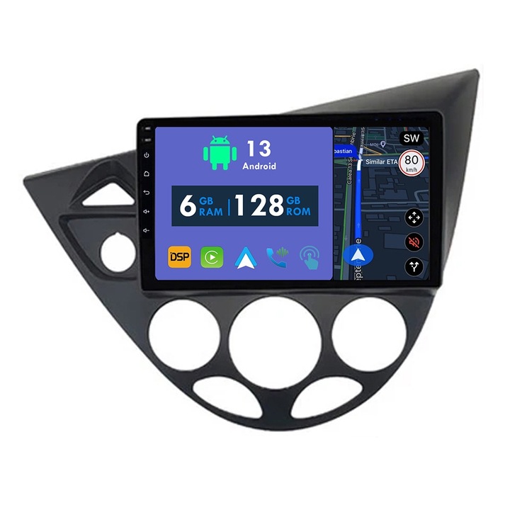 GPS navigációs CarPlay rádió Ford Fiesta 1995-2001 for Focus MK1 1998-2004 Android Auto Stereo Bluetooth érintőképernyő 6 GB RAM, 128 GB ROM